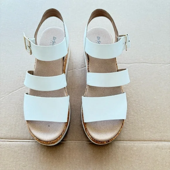 Dr. Scholl's White and Brown Sandals with Cork Sole - Picture 4 of 9